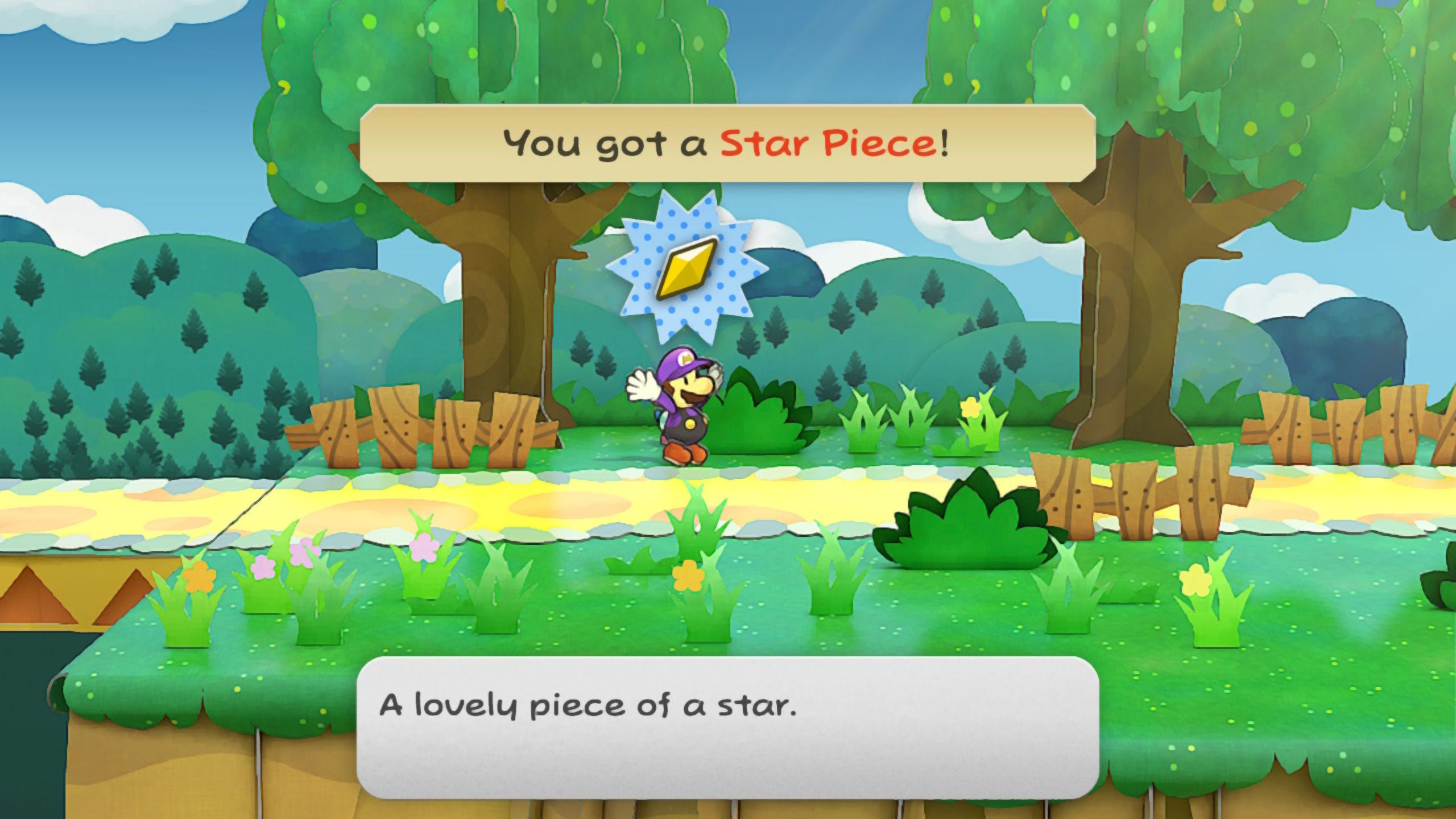 Image of a star piece in a shrub in Paper Mario TTYD