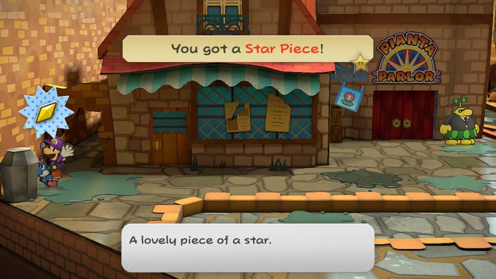 Image of a star piece behind a trash can in Paper Mario TTYD
