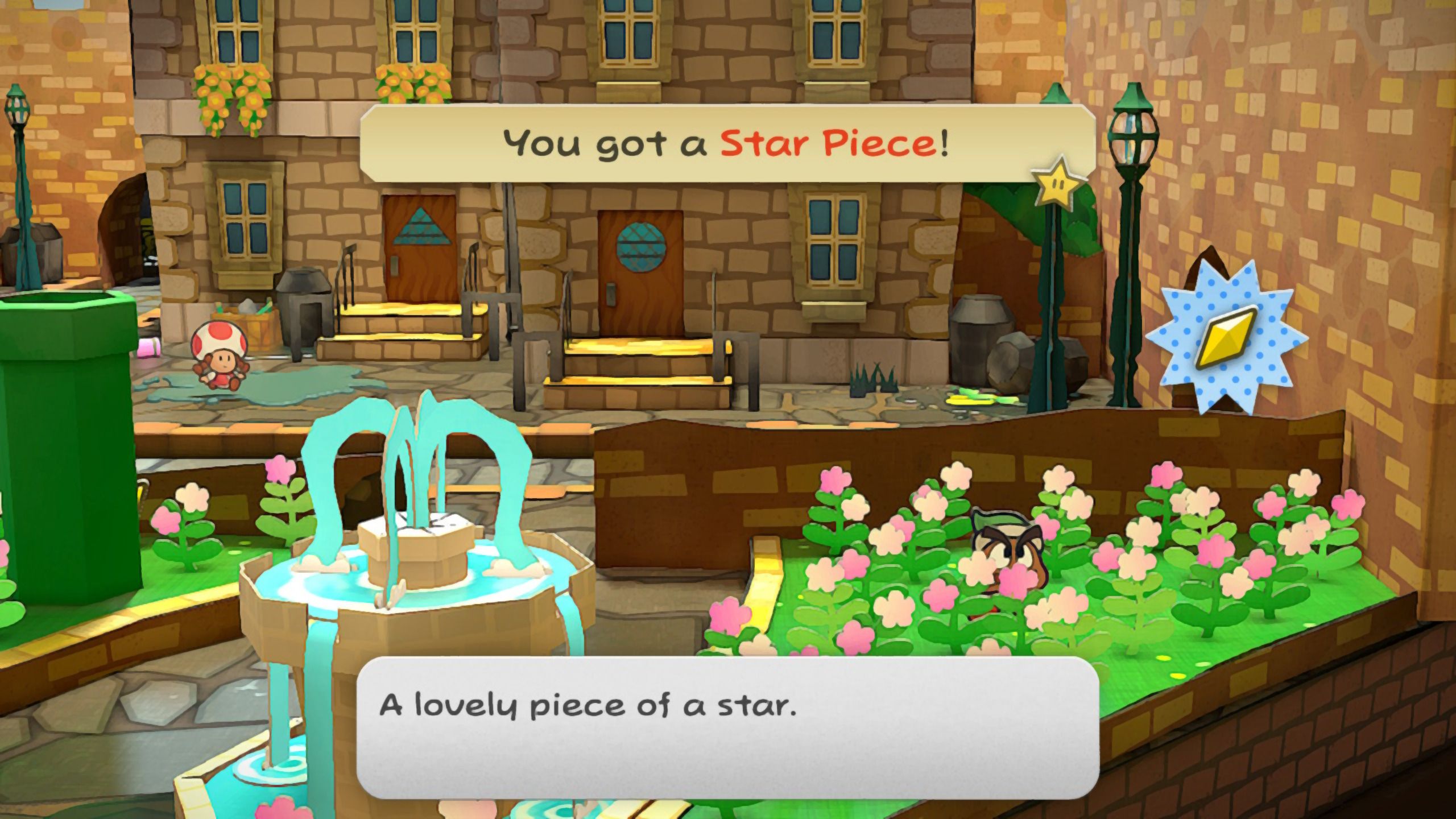 Image of a star piece behind a wall in Paper Mario TTYD
