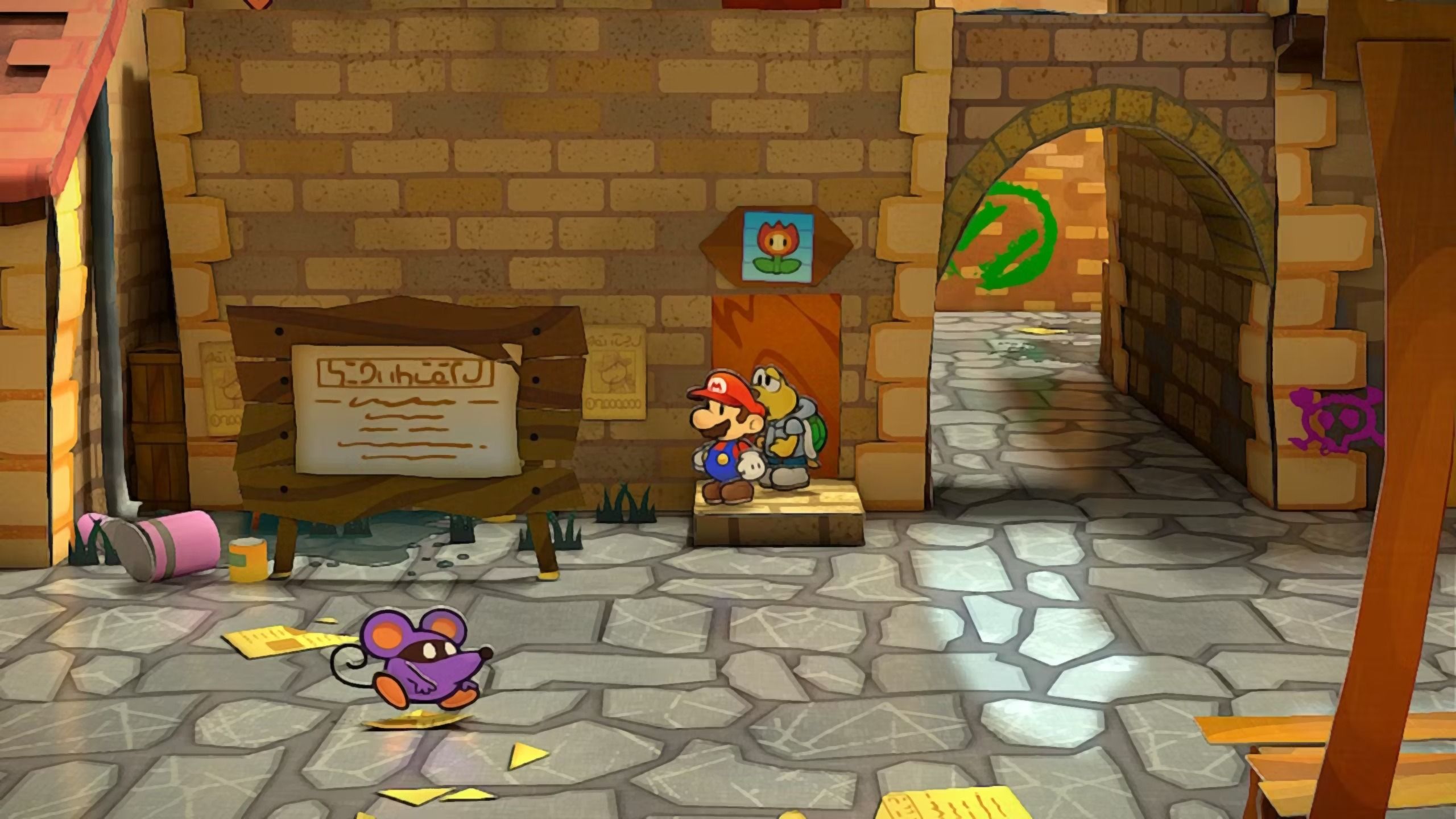 Image of the outside of the toad store in Rogueport in Paper Mario TTYD