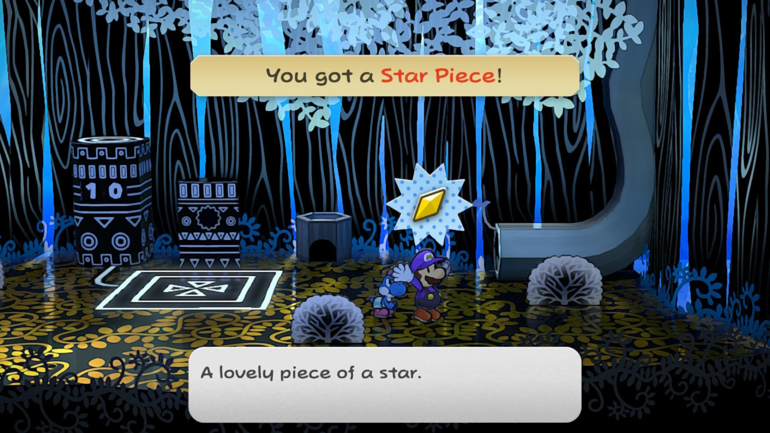 Image of a star piece under a panel in Paper Mario TTYD