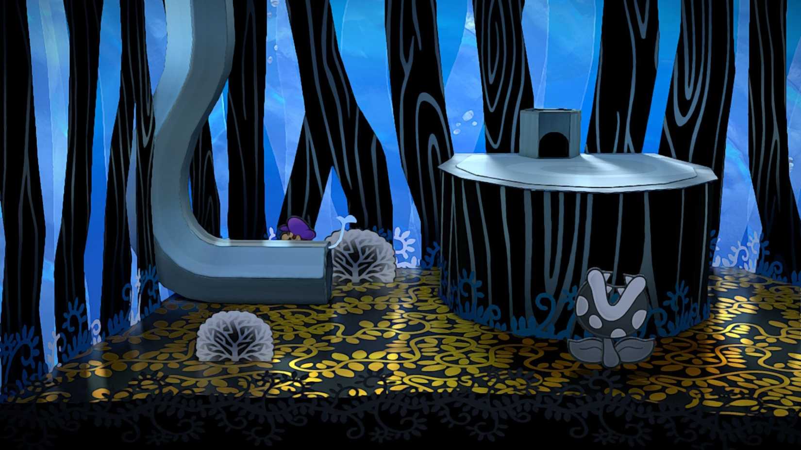 Image of a star piece behind a wooden pipe in Paper Mario TTYD