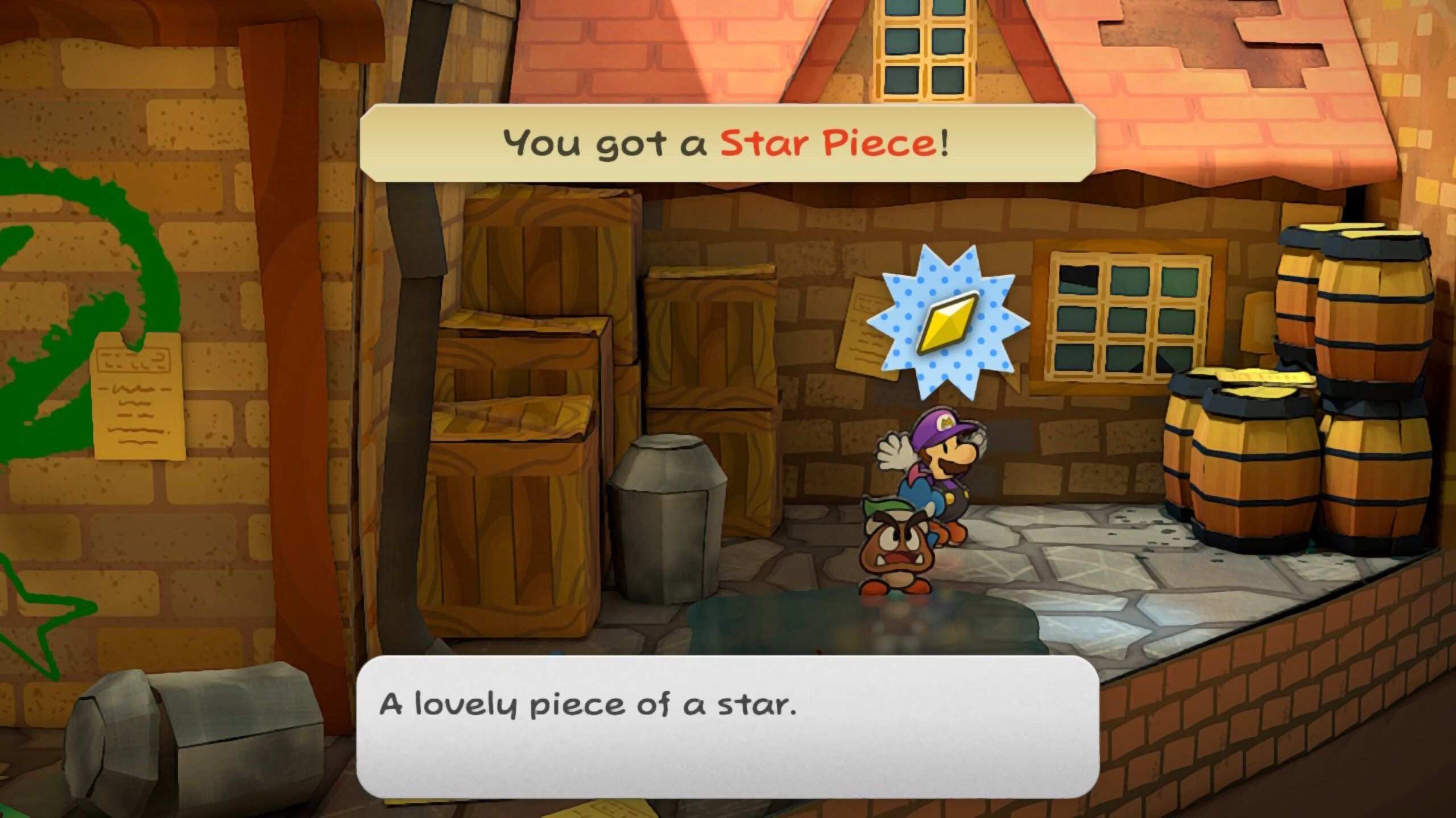 Image of a star piece behind Zess T's house in Paper Mario TTYD