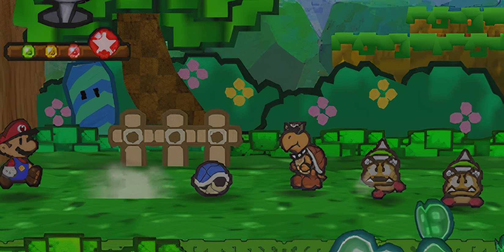 mario in combat with enemies in the original paper mario