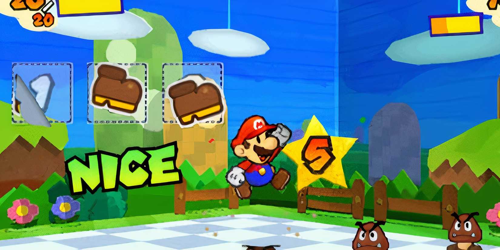 mario battling goombas in sticker star