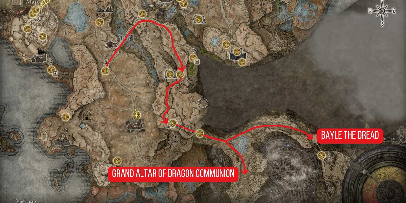 path leading to bayle the dread in elden ring shadow of the erdtree