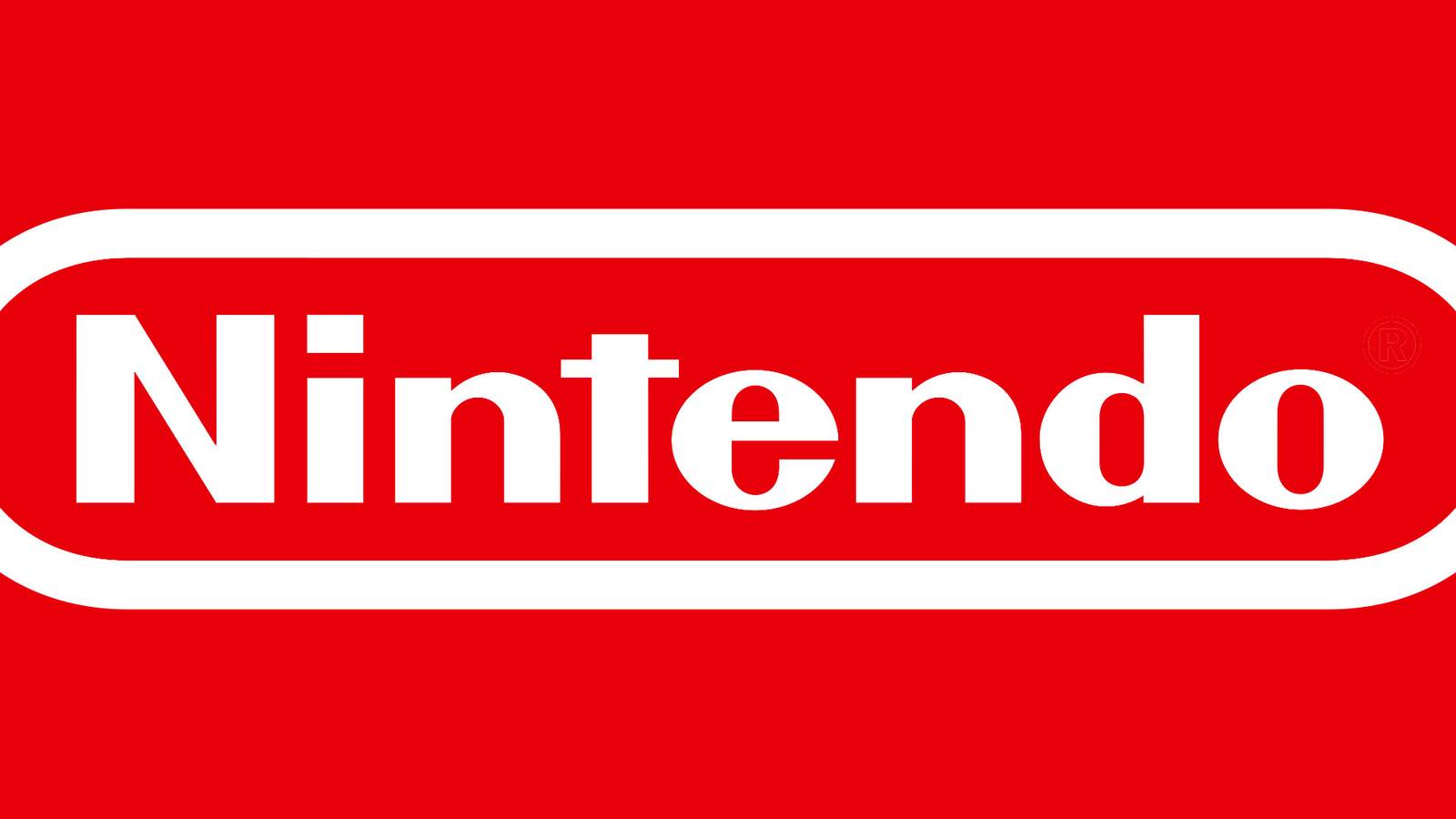 A white Nintendo logo set against a red background.