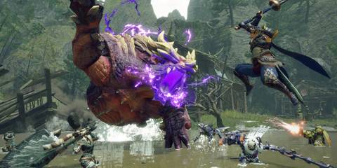 Players fighting a monster in Monster Hunter Rise