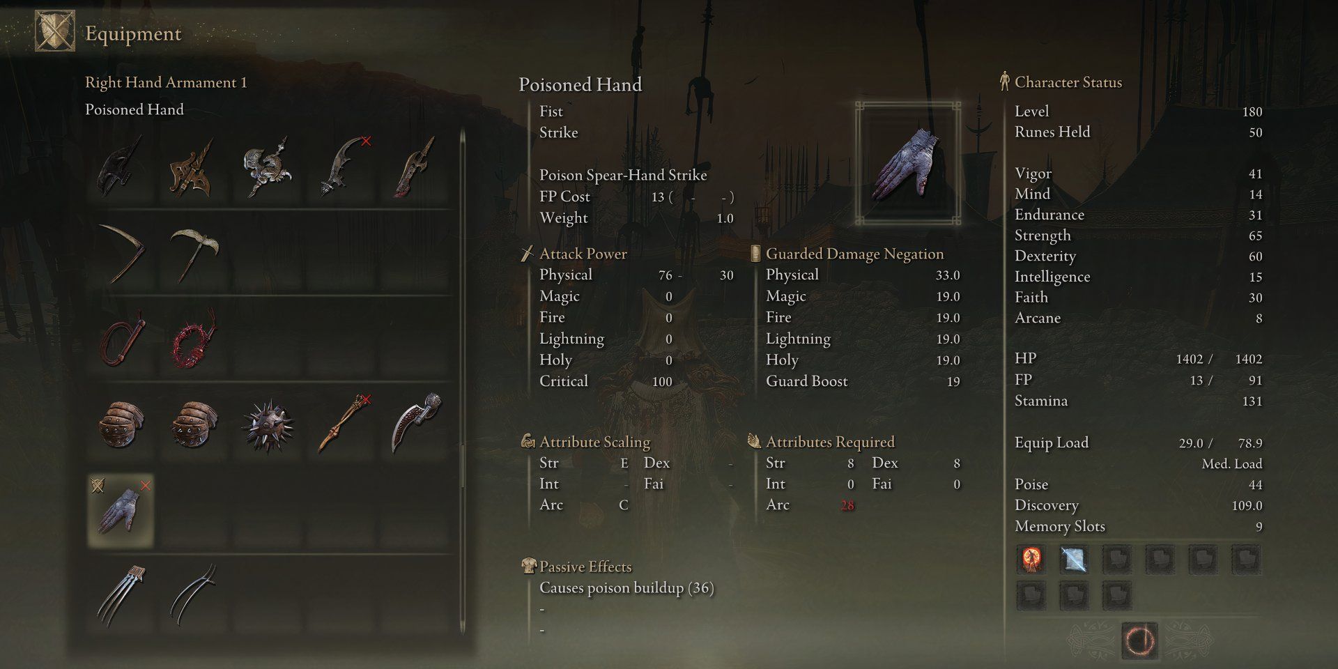 Poisoned Hand Build Guide in Shadow of the Erdtree