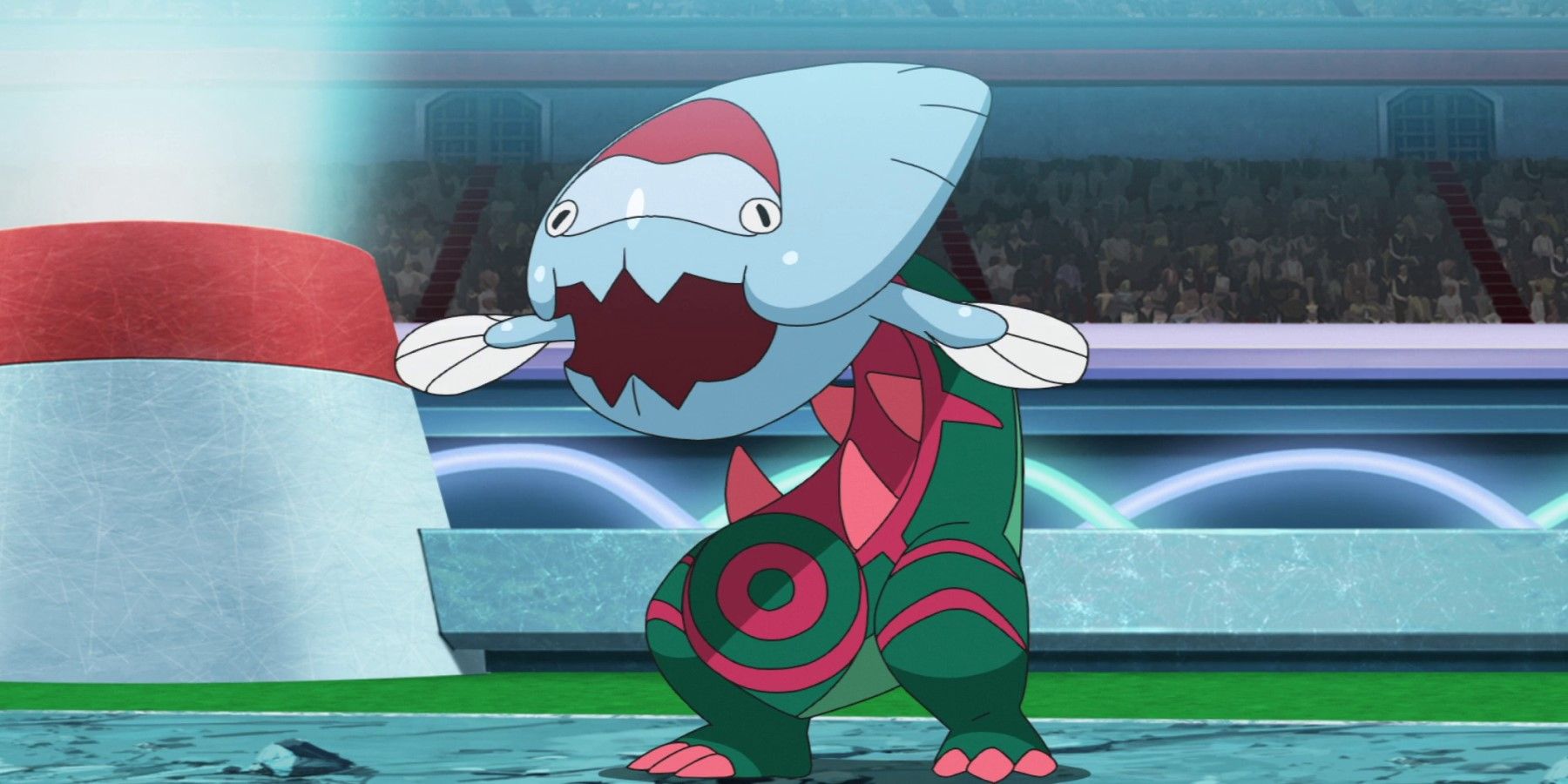 Ash's Pokemon called Dracovish, as it appears in the Pokemon animated series.