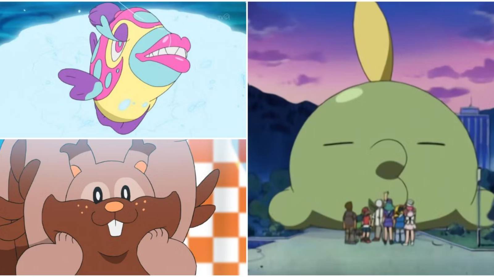 Gulpin, Greedent, and Bruxish in the Pokemon Anime