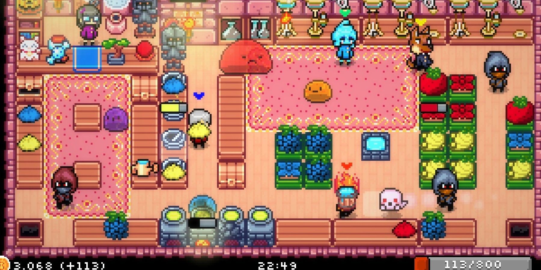 Potion Party gameplay of colorful shop scene with potions and fruits