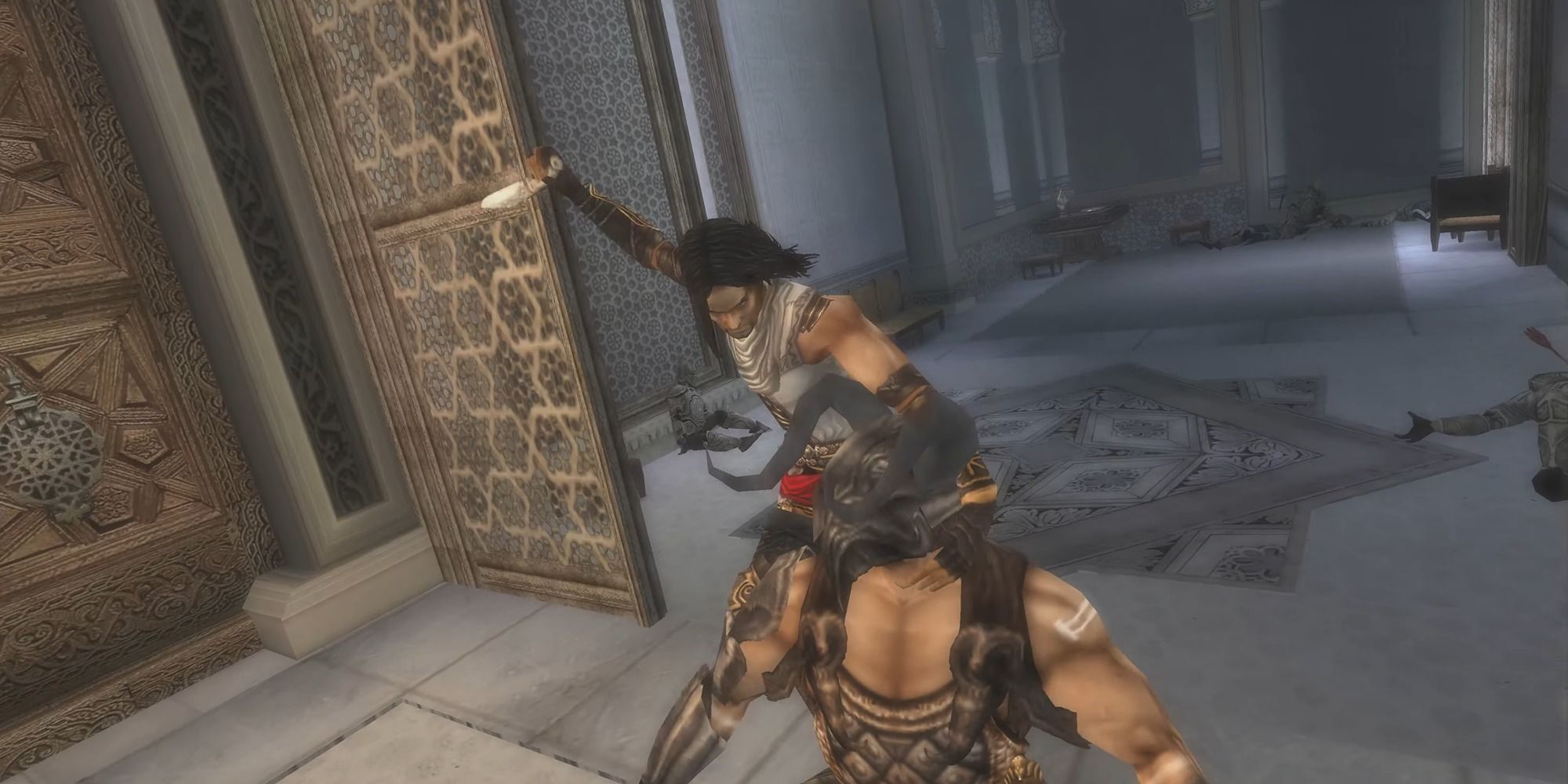 Prince proceeding to stealth kill an enemy in Prince of Persia - The Two Thrones