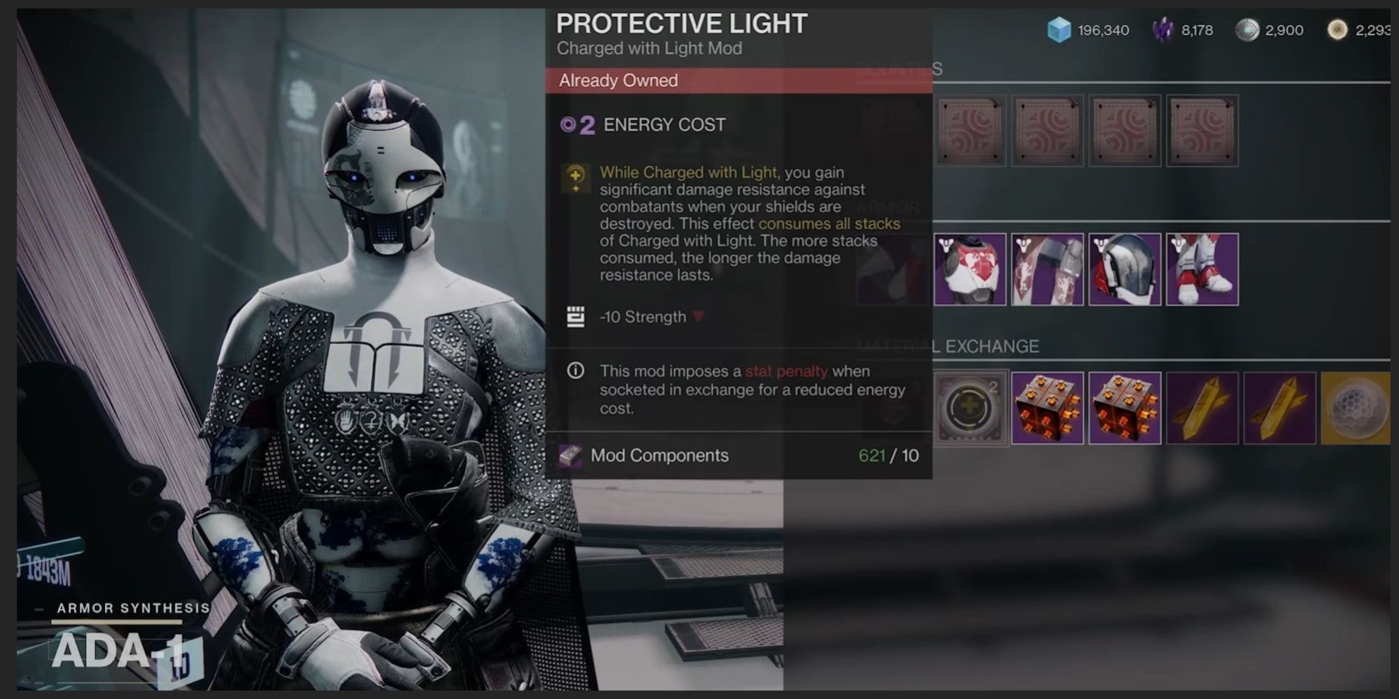 Protective Light Mod at Ada in Destiny 2