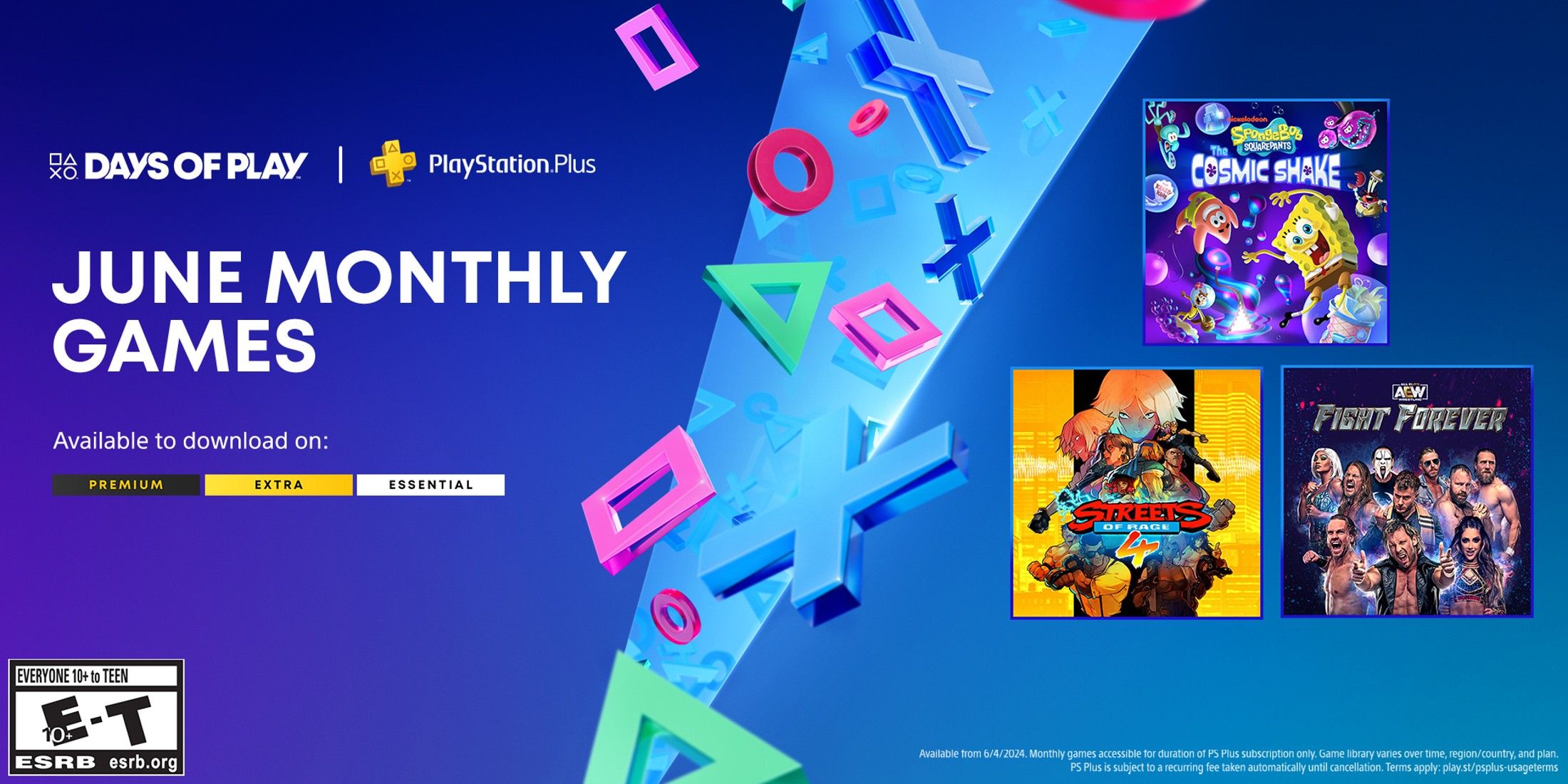 PS Plus advertising page for June 2024 free games