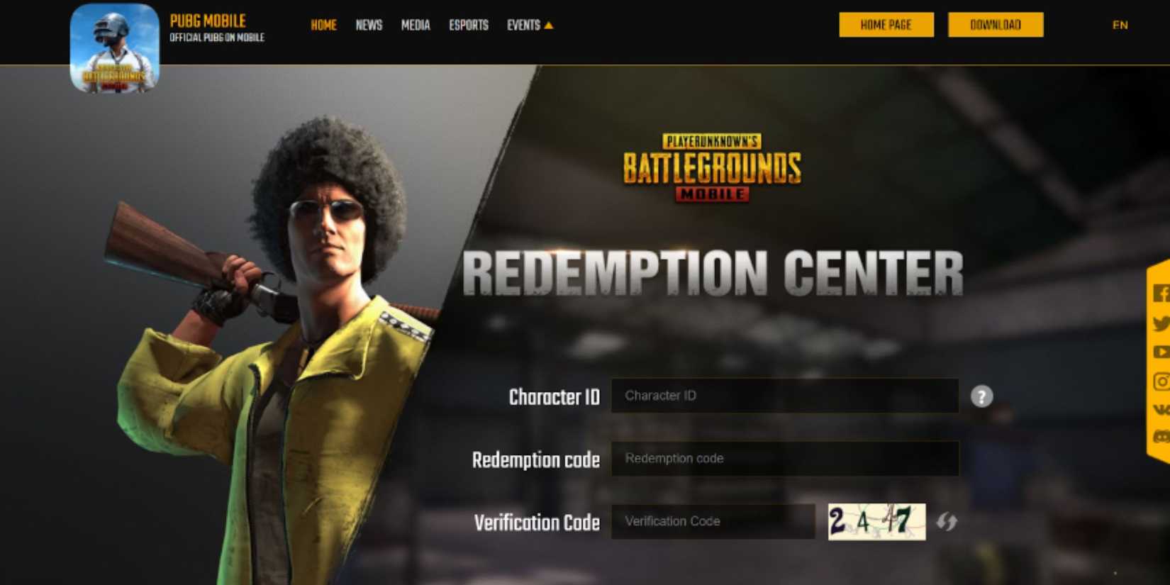PUBG Mobile redemption center