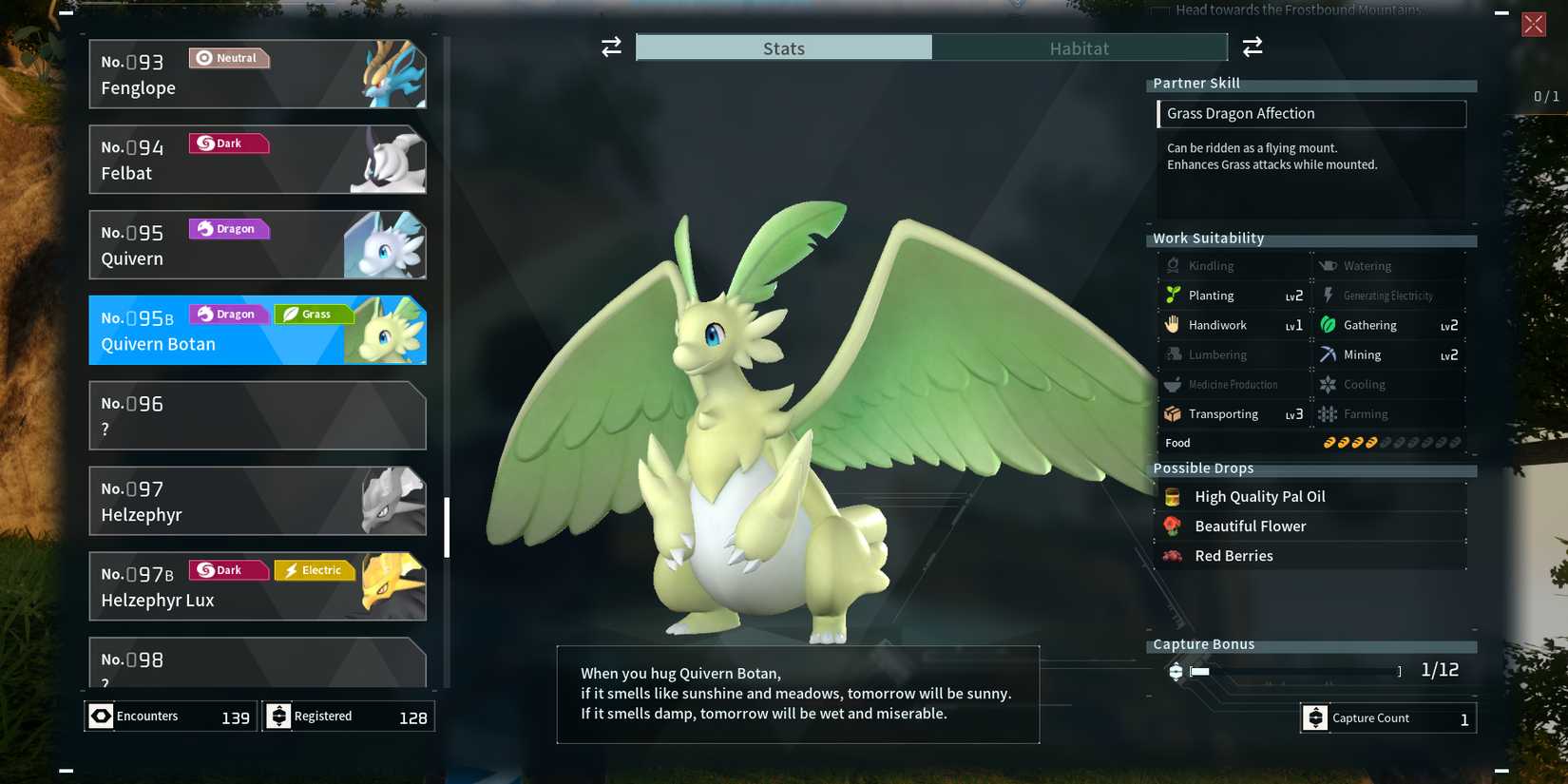 Quivern Botan in Palworld paldeck