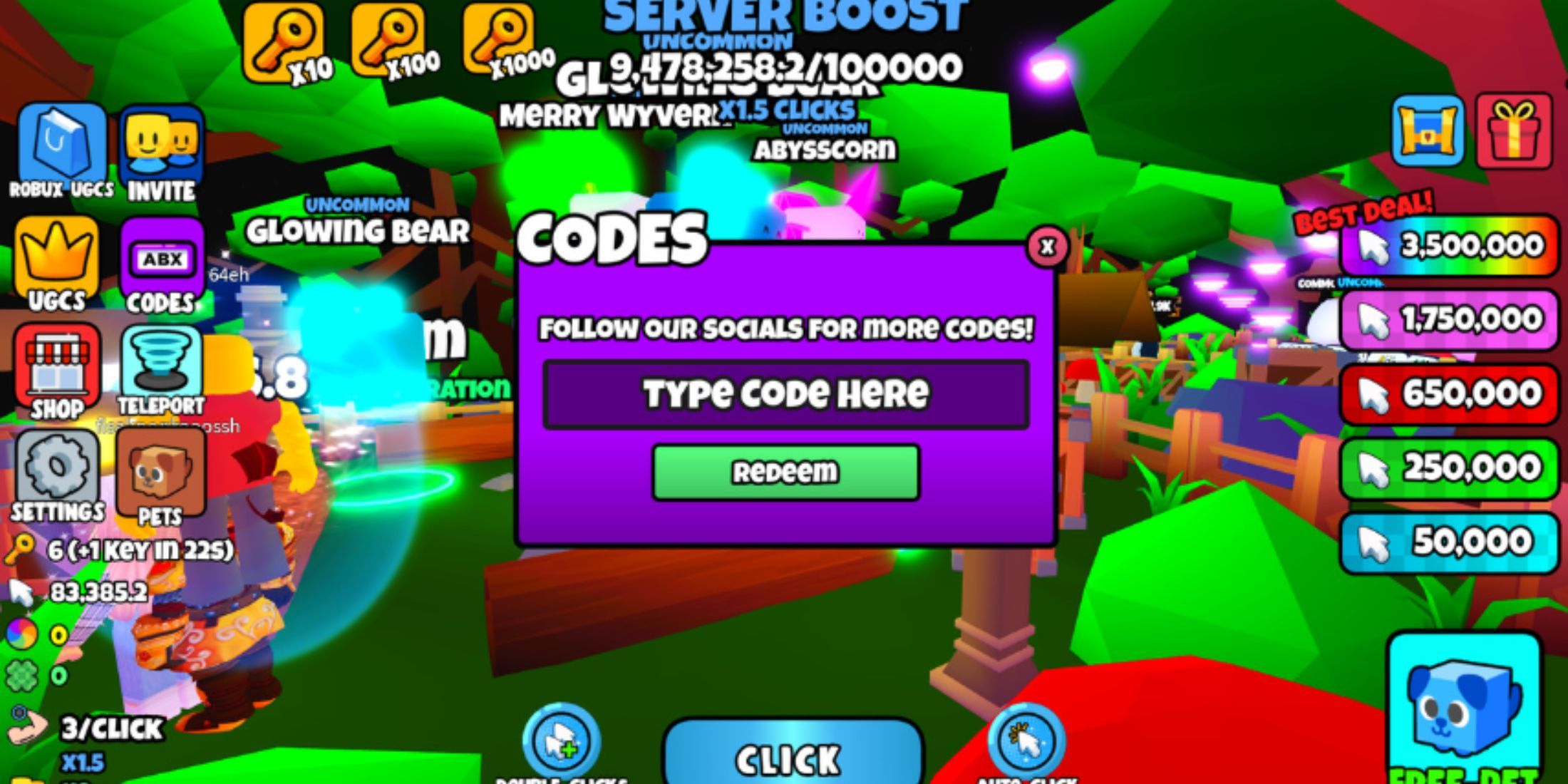 Roblox: Free UGC Clicker Codes