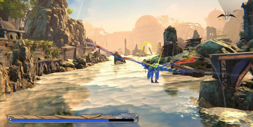 a dagon riding through a level in panzer dragoon