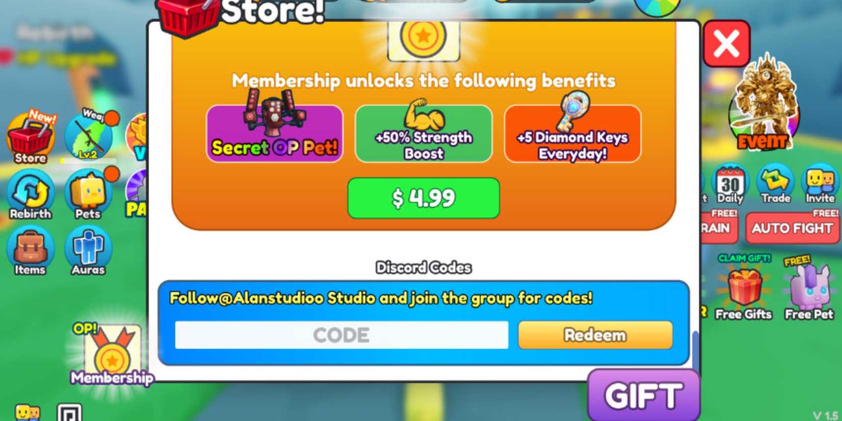 Reborn As Swordman the codes tab