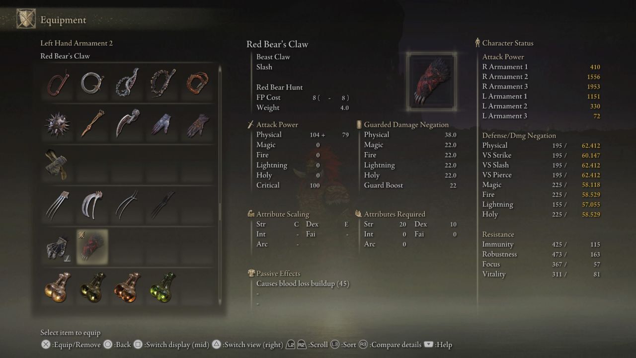 Red Bear's Claw Overview Stat Requirements, Effects, & Skill