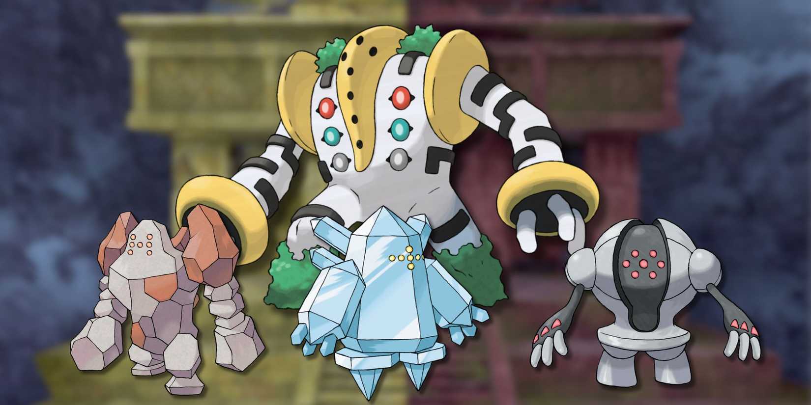 Regirock, Regice, Registeel and Regigigas in the Galar Region.