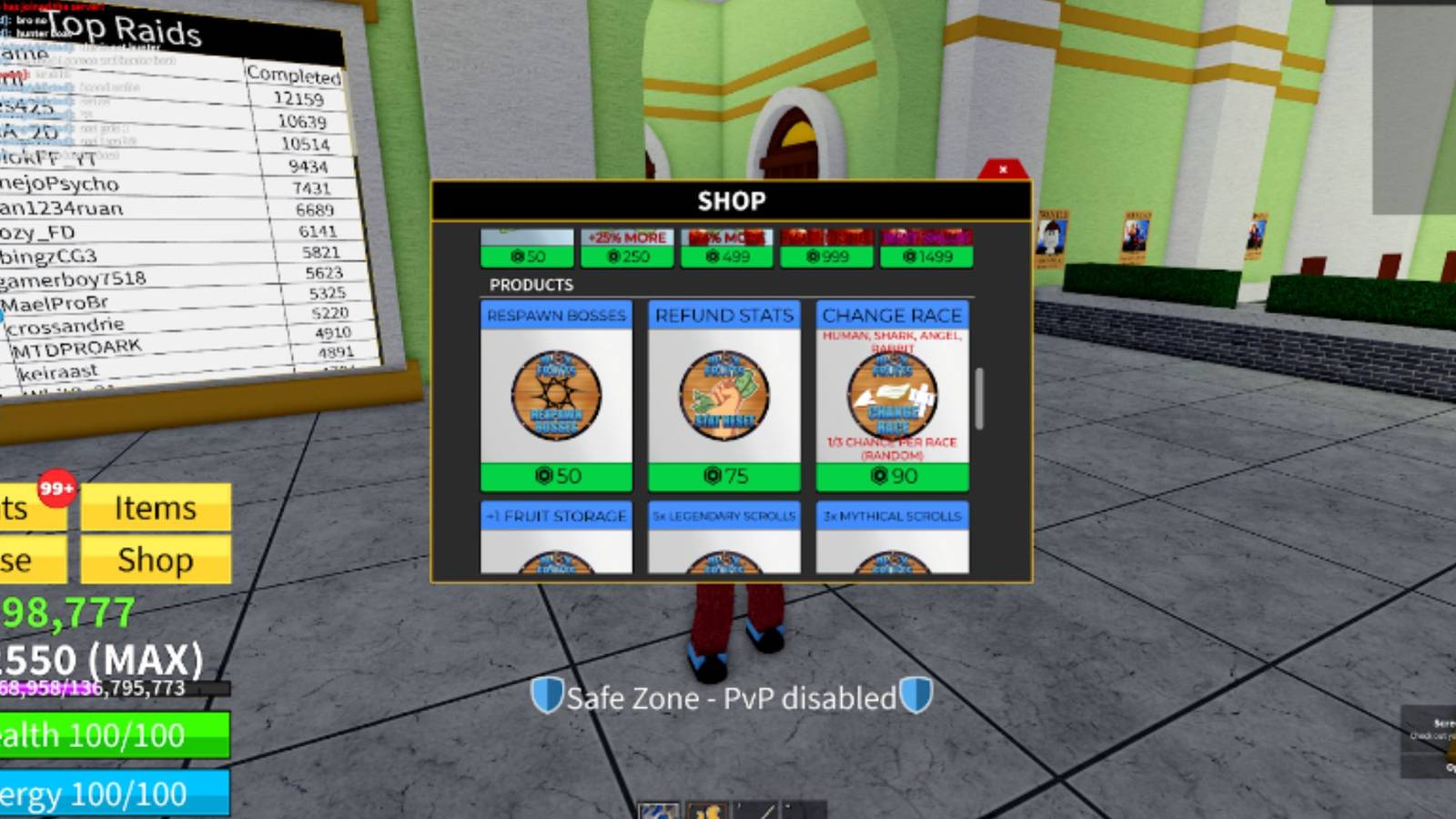 Blox Fruits Reset Stats