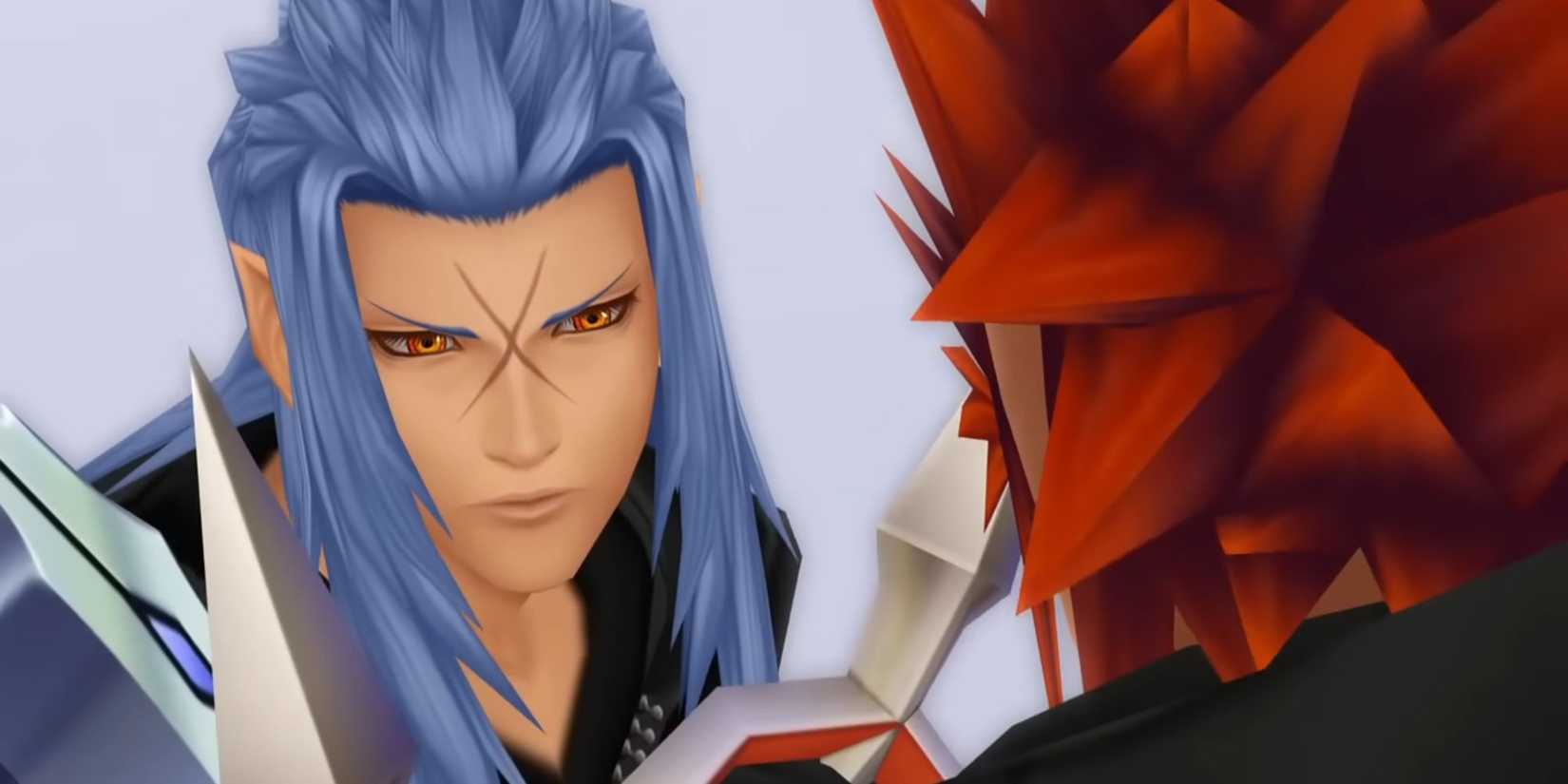 Saix confronts Lea at the end of Kingdom Hearts 3D.