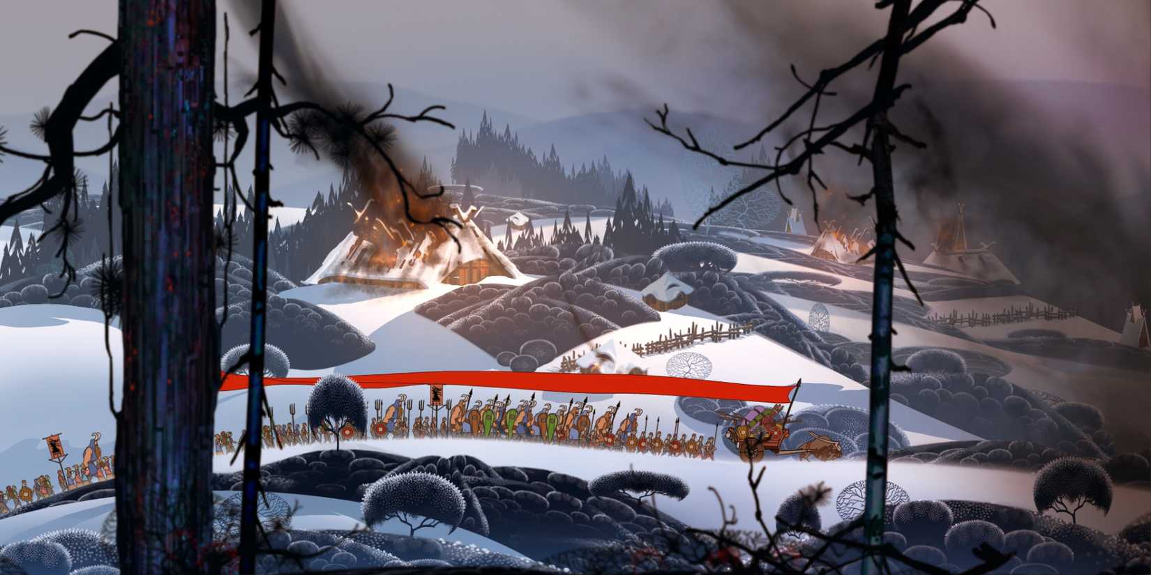 scene from the first The Banner Saga game