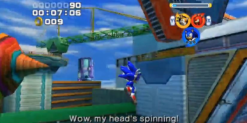 Sonic jumping in the sky on Sonic Heroes