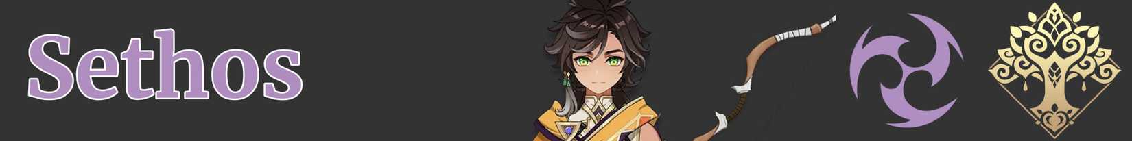 Sethos portrait with his weapon element and region - bow electro Sumeru - Genshin impact