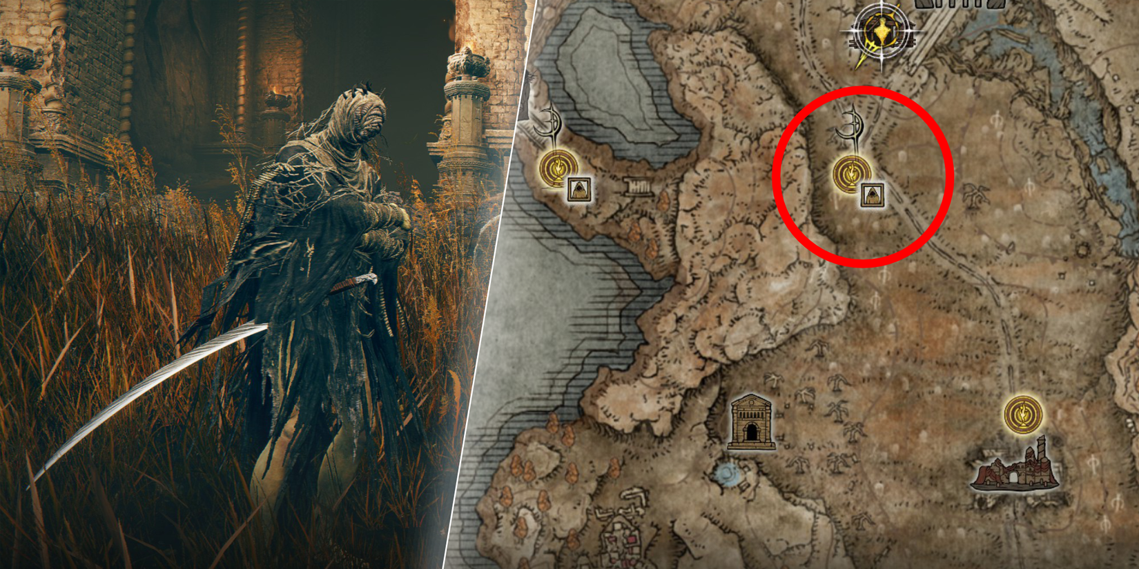 Shadow of the Erdtree Hornsent Questline First Location Three Path Cross Site of Grace