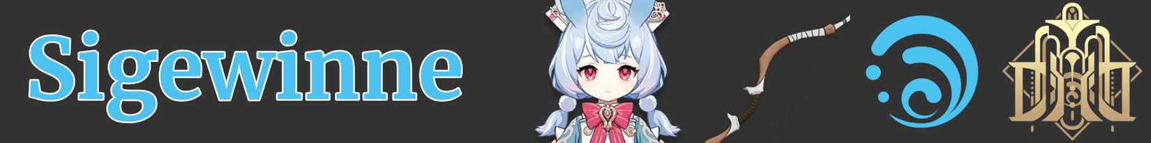 Sigewinne with icons representing her weapon, element, and region - bow, hydro, Fontaine - Genshin impact 