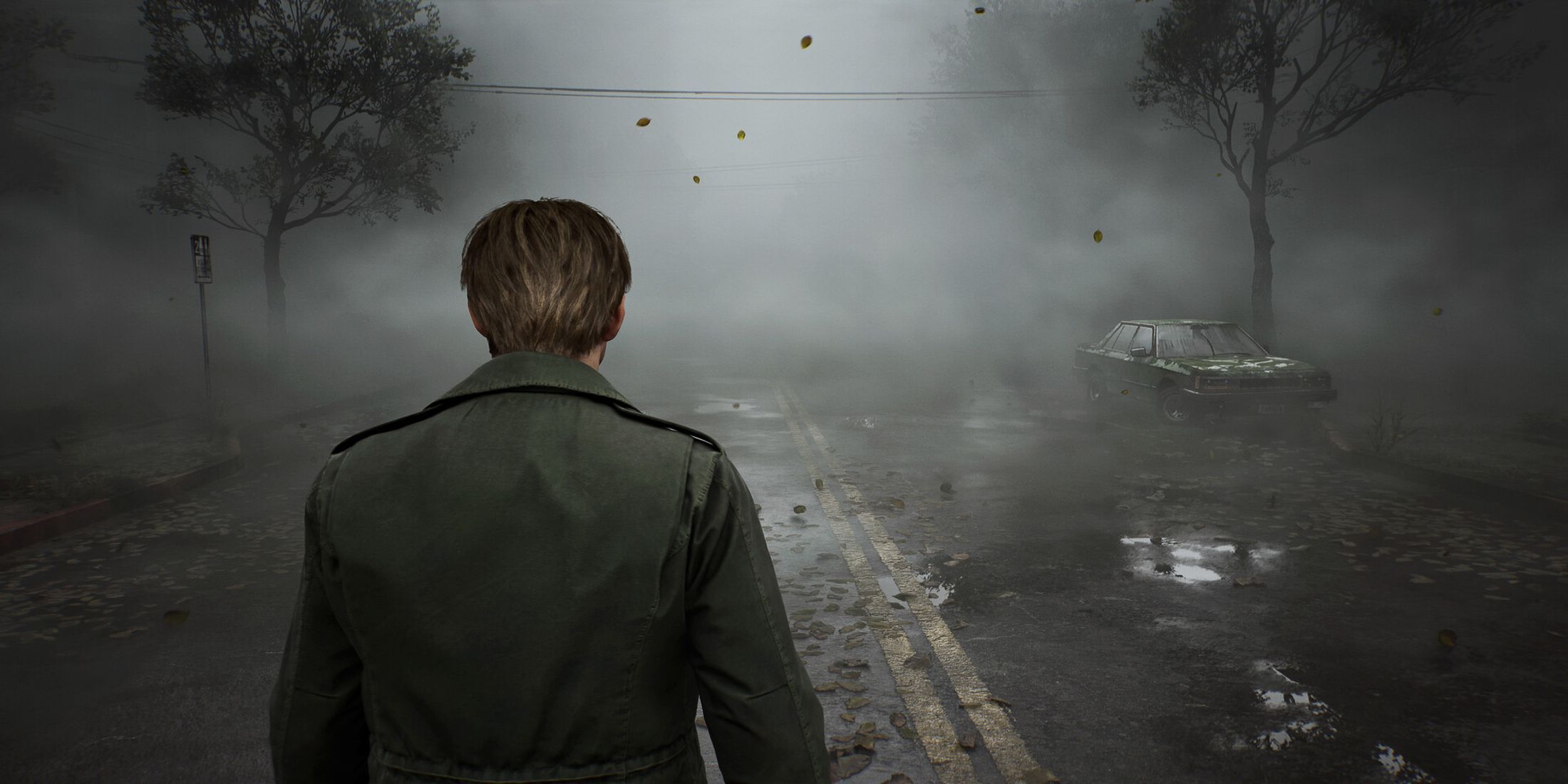 Silent Hill 2 key art James staring down road