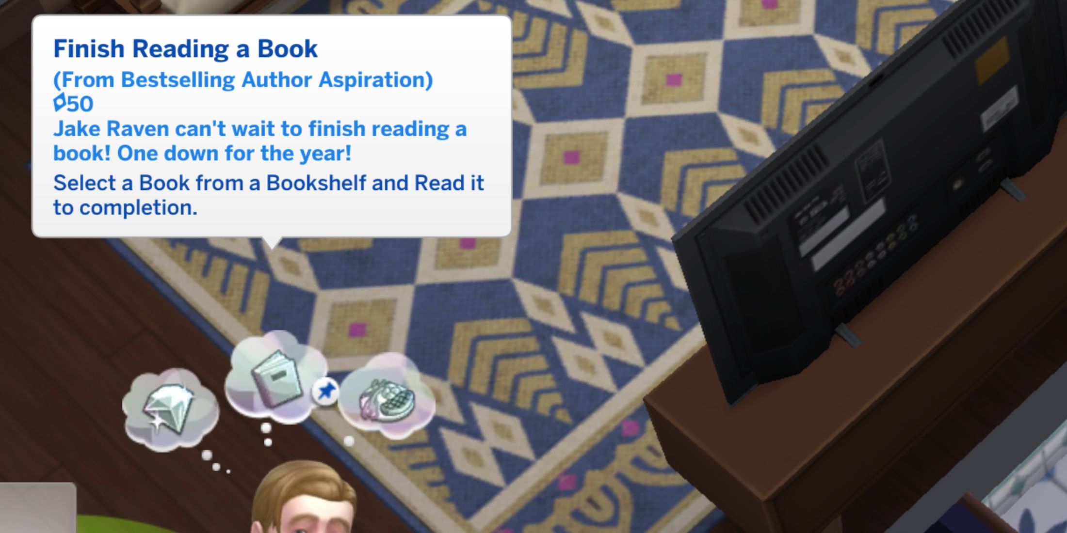 sim asking to read a book as a whim
