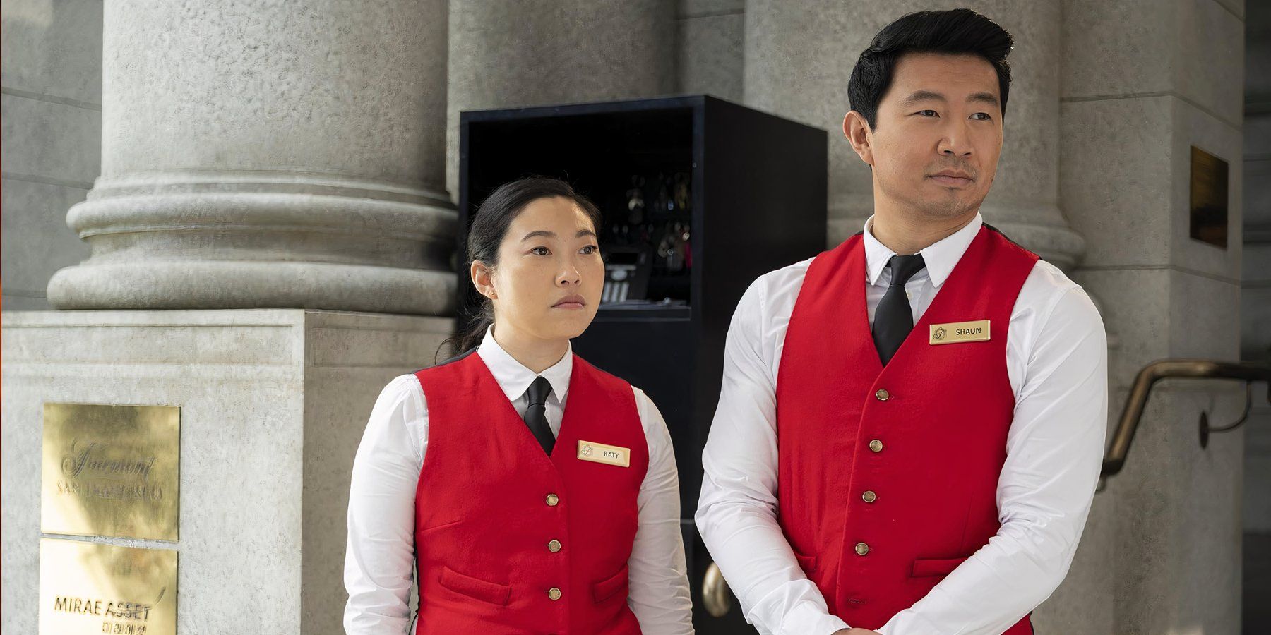 Simu Liu and Awkwafina on duty in Shang-Chi and the Legend of the Ten Rings (2021)