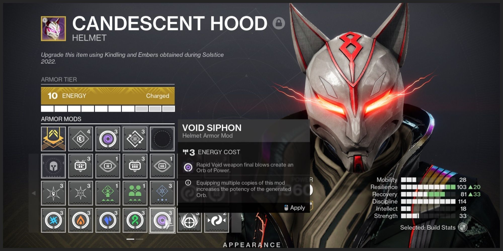 Void Siphon mod in helmet in Destiny 2