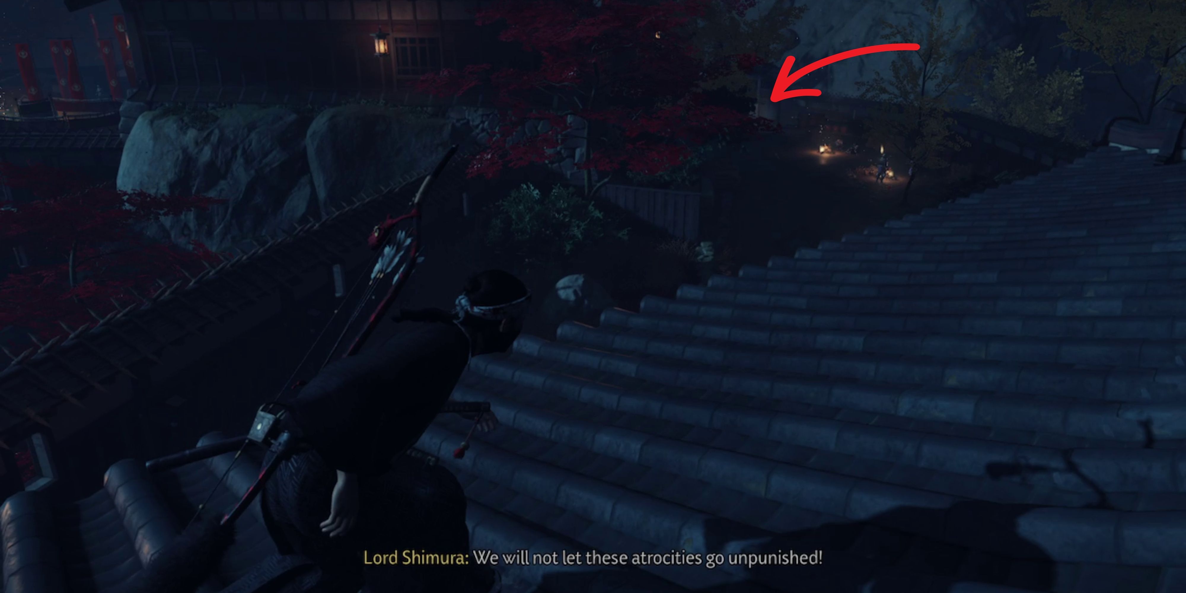 sneaking onto the roof in ghost of tsushima
