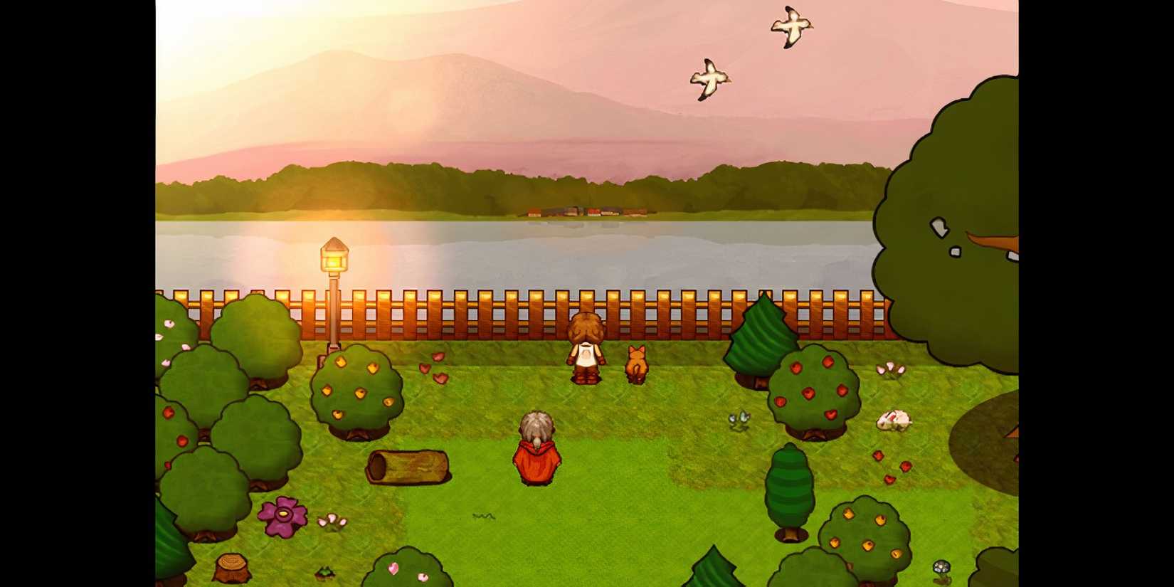 Snippet of character standing in front of a lake in World's Dawn