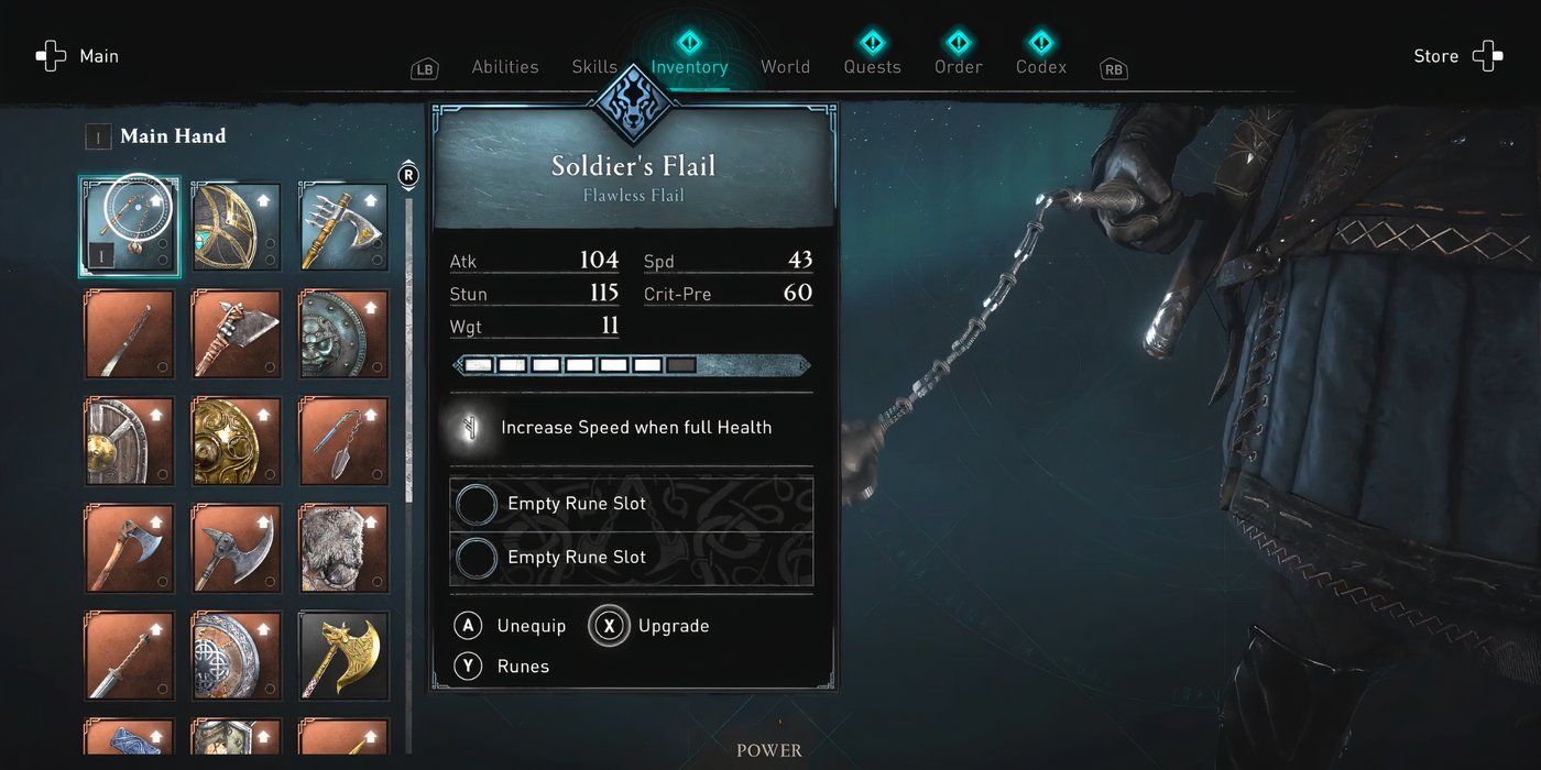 Soldier's Flail AC Valhalla stats