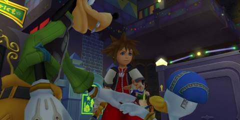 Sora befriends Donald and Goofy in Kingdom Hearts