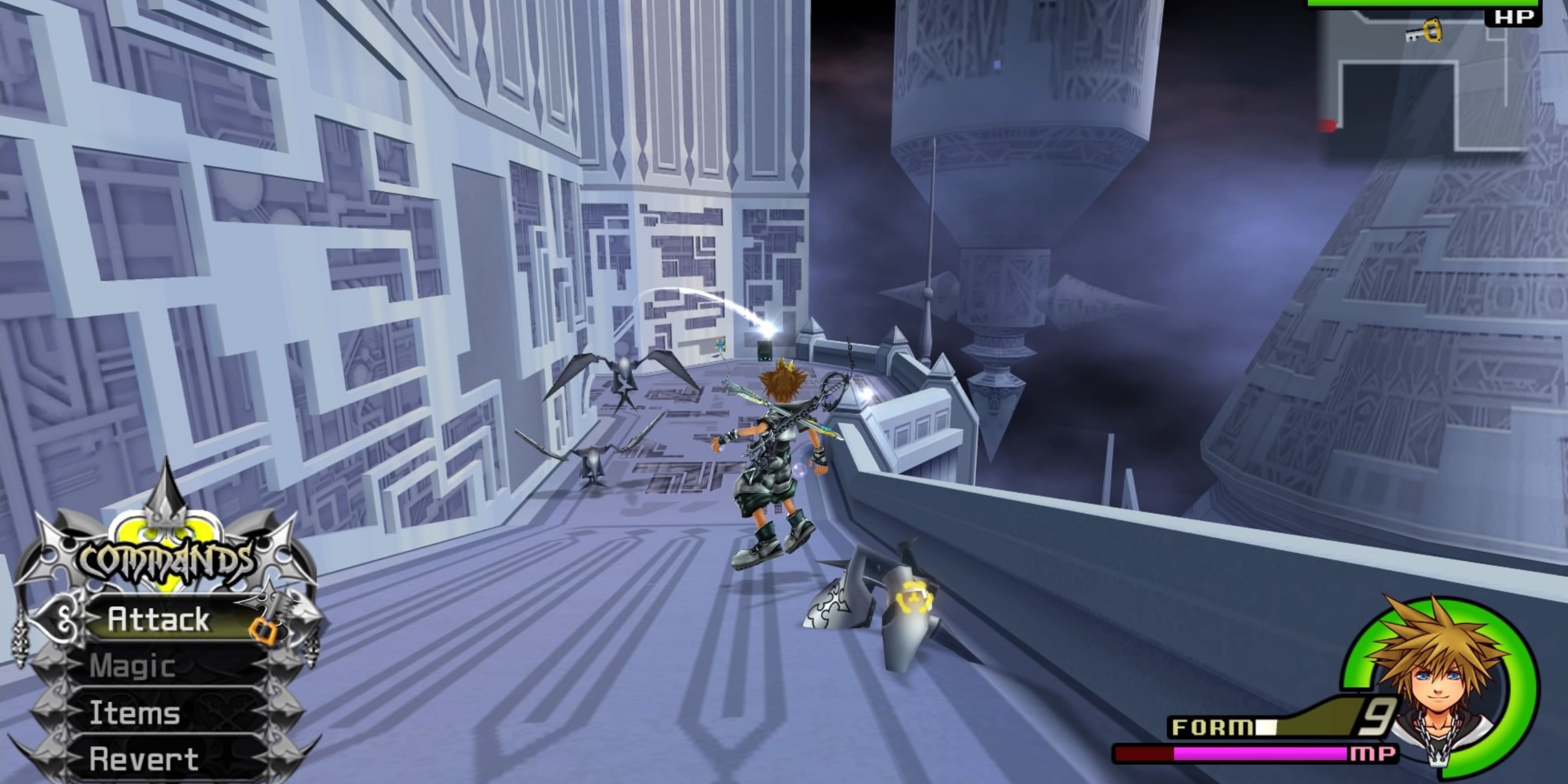 Sora defeats a bunch of Nobodies in his Final Form.