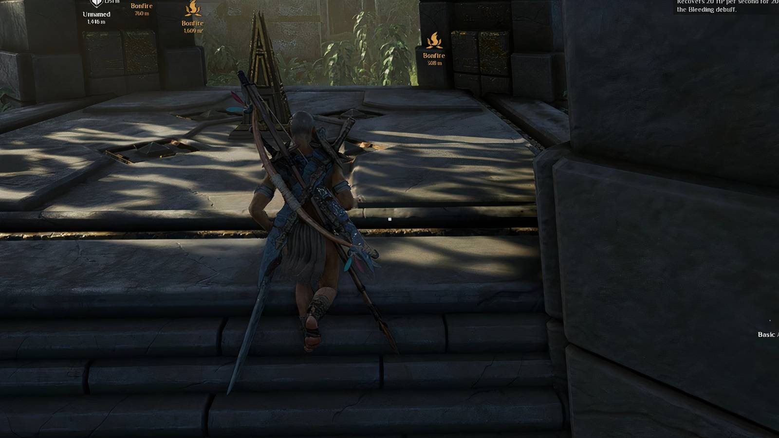 A player approaching a fast travel point in Soulmask.