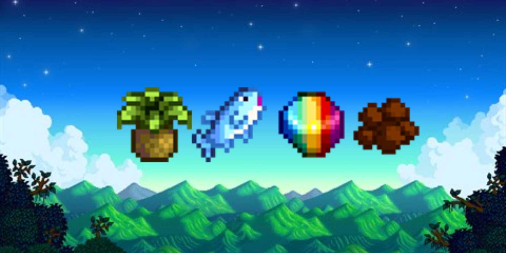 Stardew Valley - Haley's Hates: horseradish, fish, prismatic shard and clay