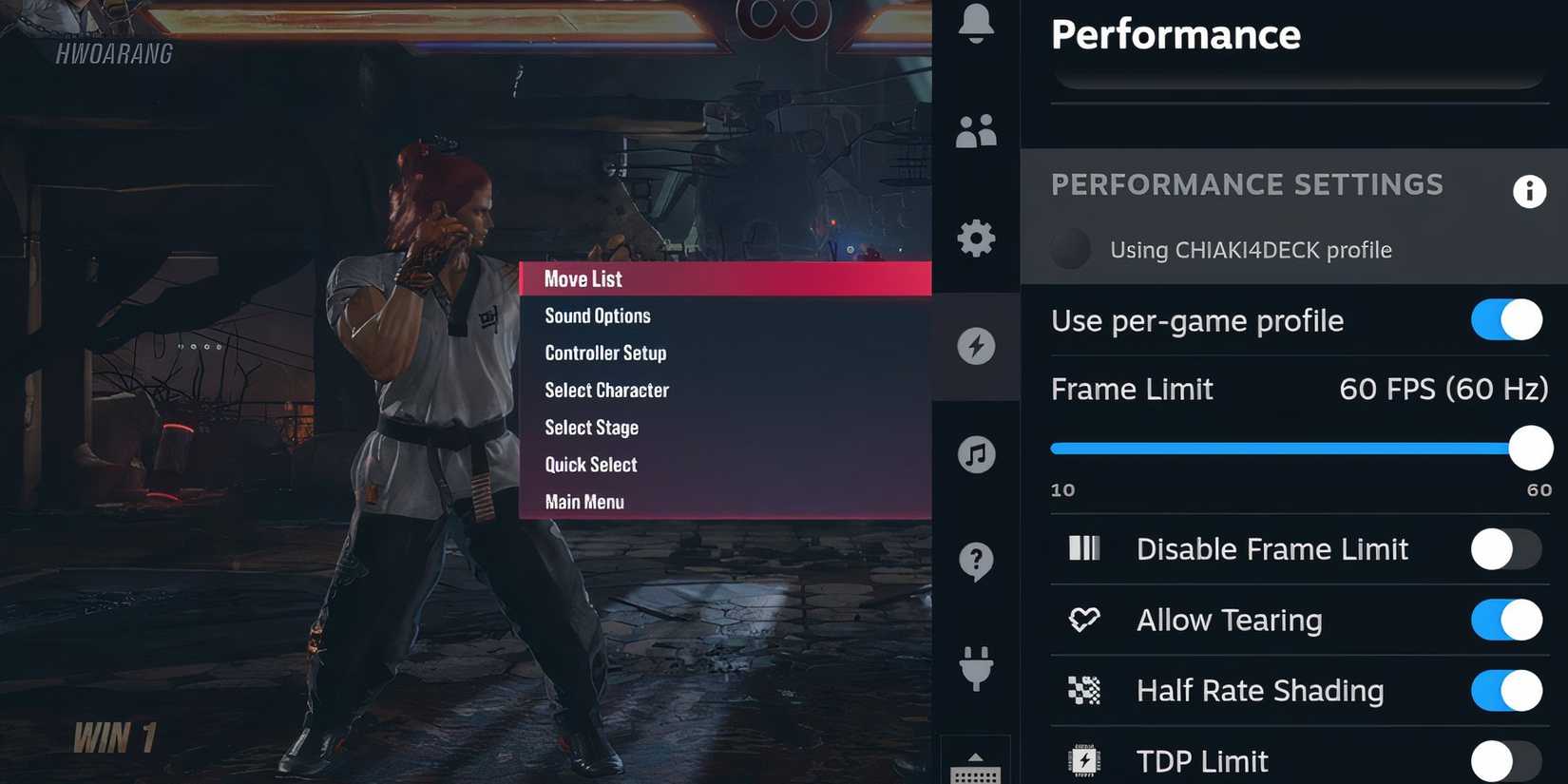 Steam Deck changing performance using Chiaki