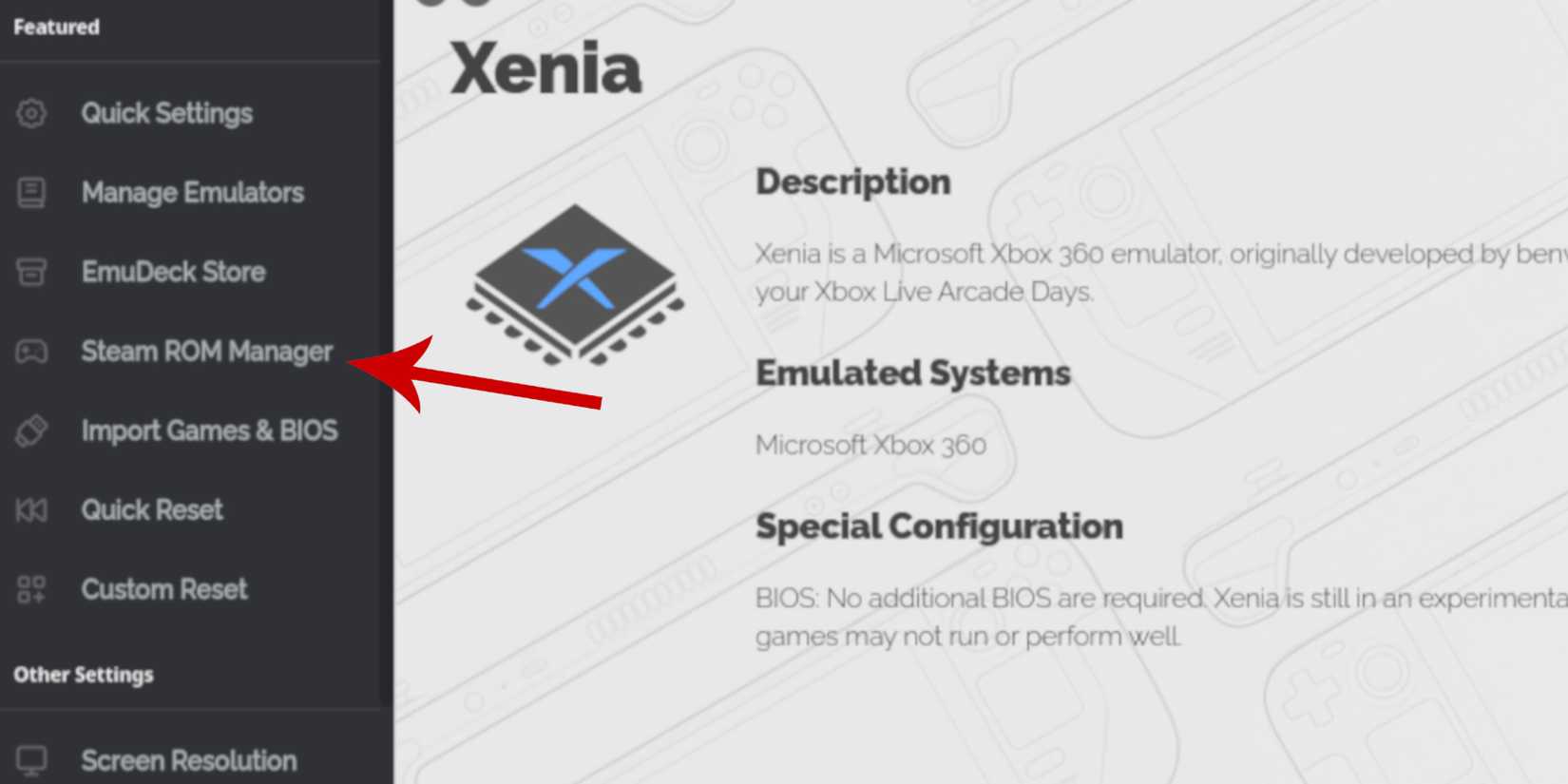 Steam Deck select Steam Rom Manager