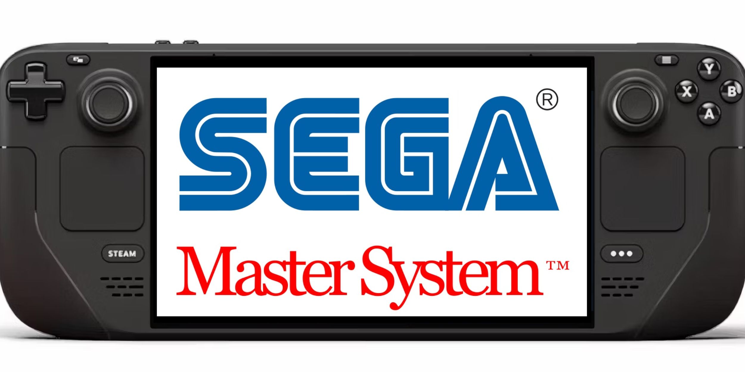 Steam Deck with the Sega Master System logo