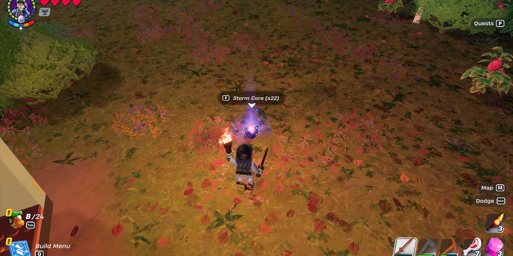 Screenshot showcasing Storm Core in LEGO Fortnite 