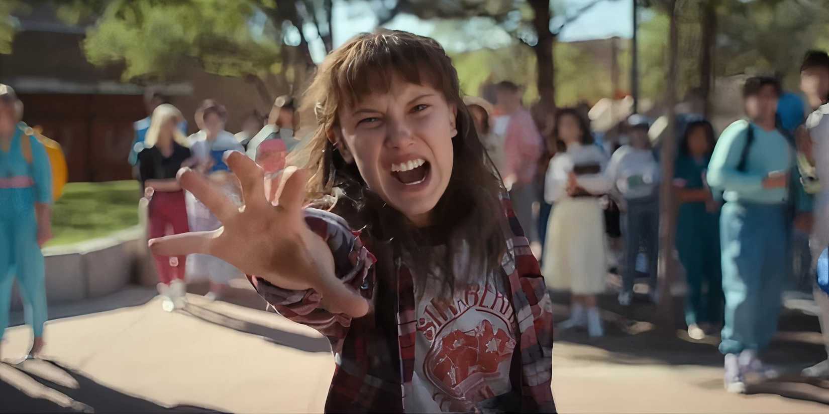 Eleven (Millie Bobby Brown) using her powers in Stranger Things
