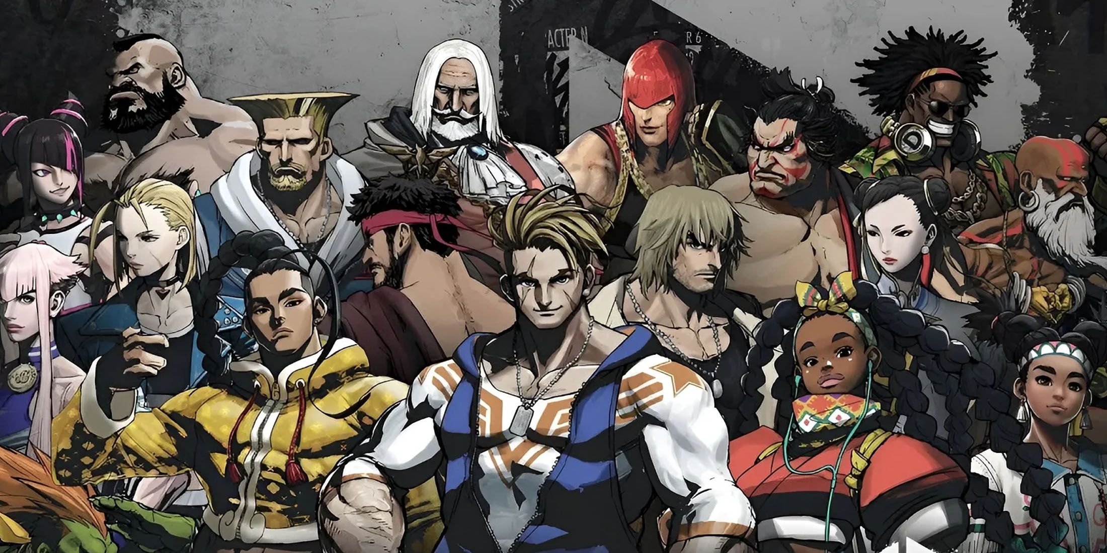 A promotional image of the base Street Fighter 6 roster.